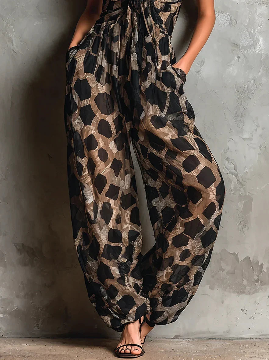 Miley - elegantní overal s leopardím vzorem