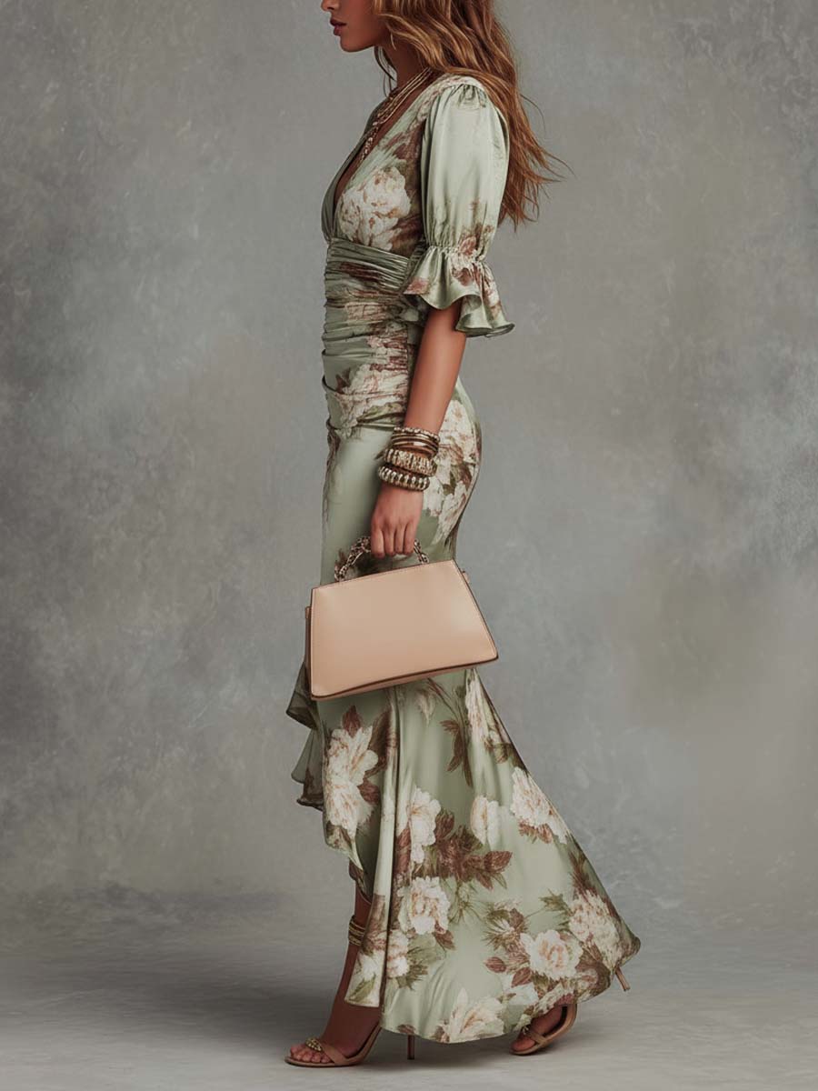 Courtney - Elegantní zavinovací šaty s květinovým vzorem